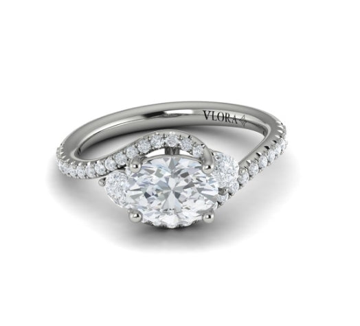 Vlora White Gold Diamond East-West Bypass Engagement Ring Mounting