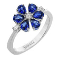 Simon G White Gold Sapphire and Diamond Flower Ring