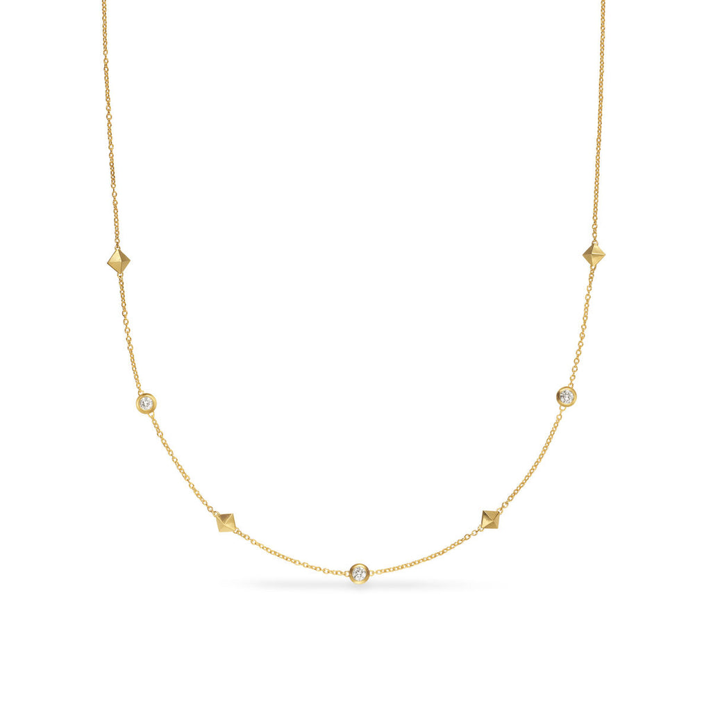 David Yurman Yellow Gold Petite Modern Renaissance Station Diamond Necklace