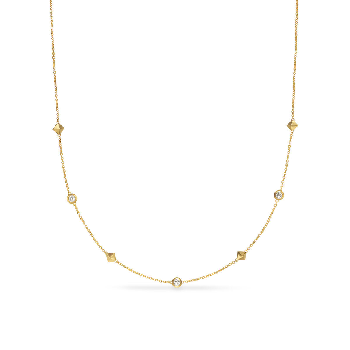 David Yurman Yellow Gold Petite Modern Renaissance Station Diamond Necklace