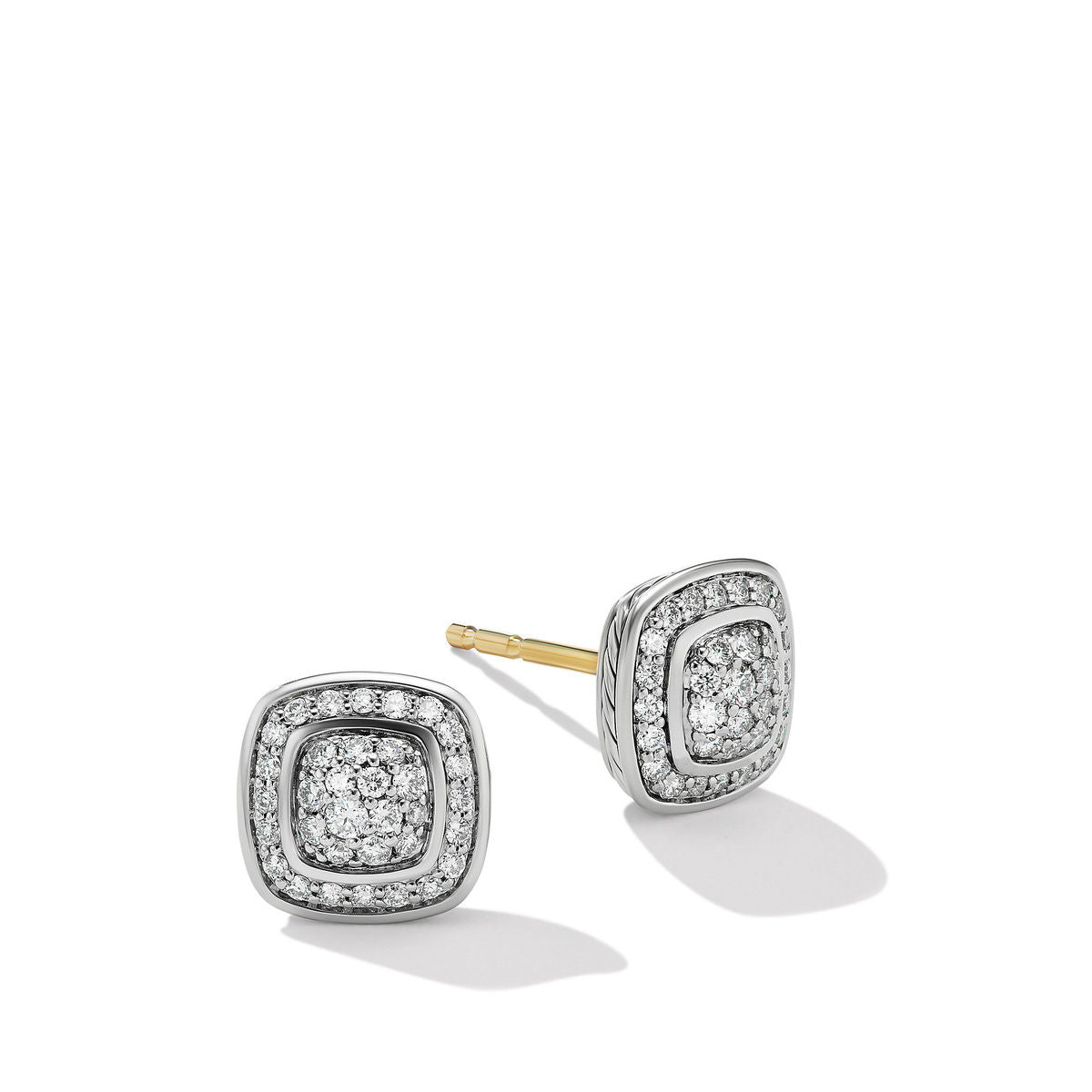 David Yurman Sterling Silver Petite Albion Full Pave Stud Earrings