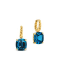 David Yurman Yellow Gold Marbella Hampton Blue Topaz Hoop Earrings