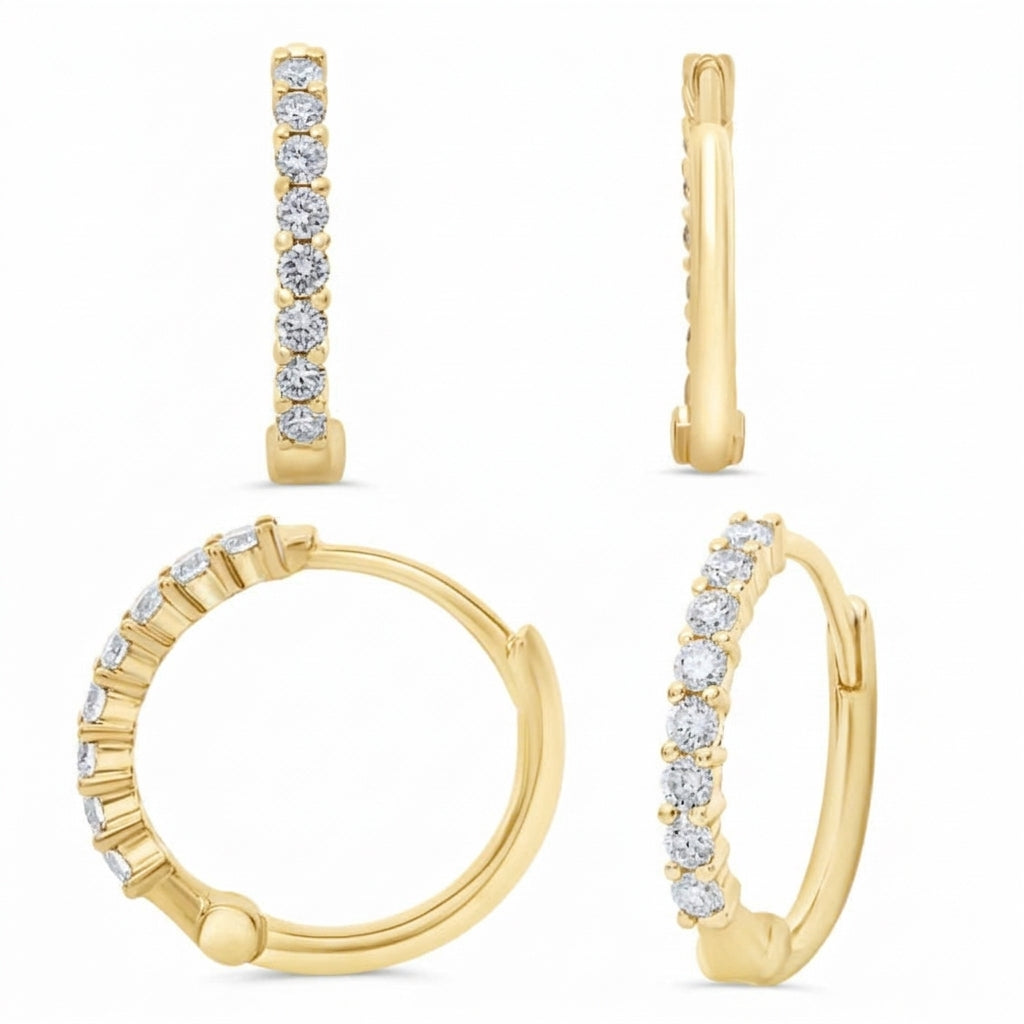 Yellow Gold Petite Diamond Huggie Earrings