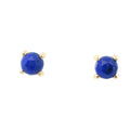 Yellow Gold Rose Cut Lapis Lazuli Stud Earrings