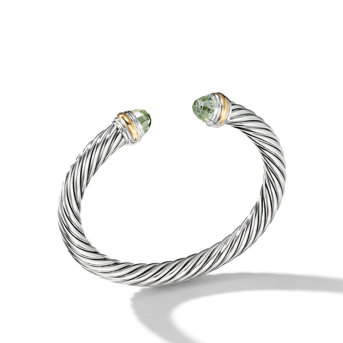 David Yurman Sterling Silver and Yellow Gold Classic Cable Prasiolite Bracelet