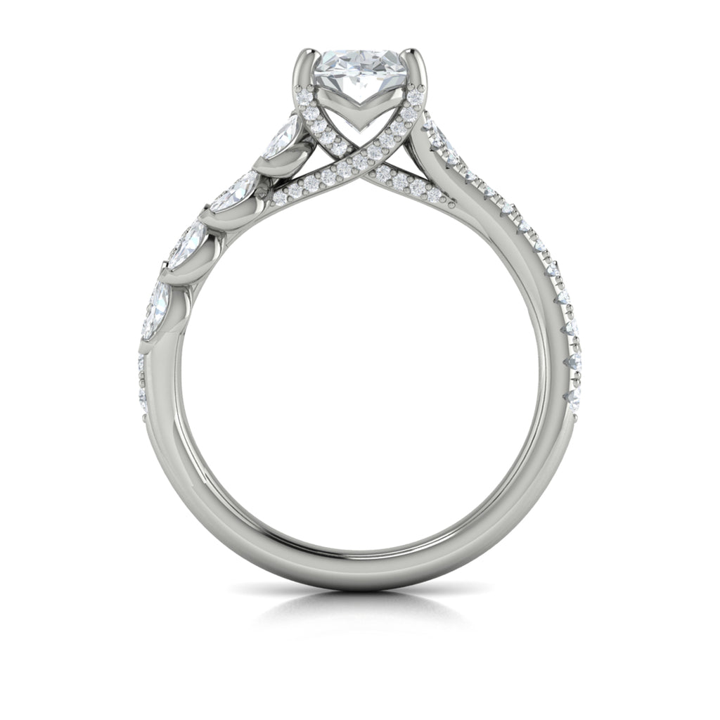 Vlora White Gold Marquise Diamond Two Row Engagement Ring Mounting