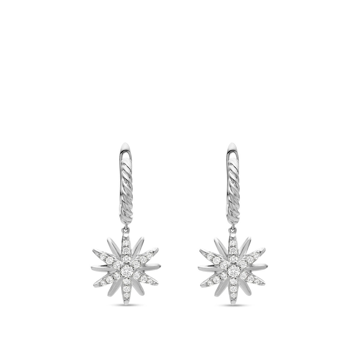 David Yurman Sterling Silver Starburst Drop Earrings with Diamonds