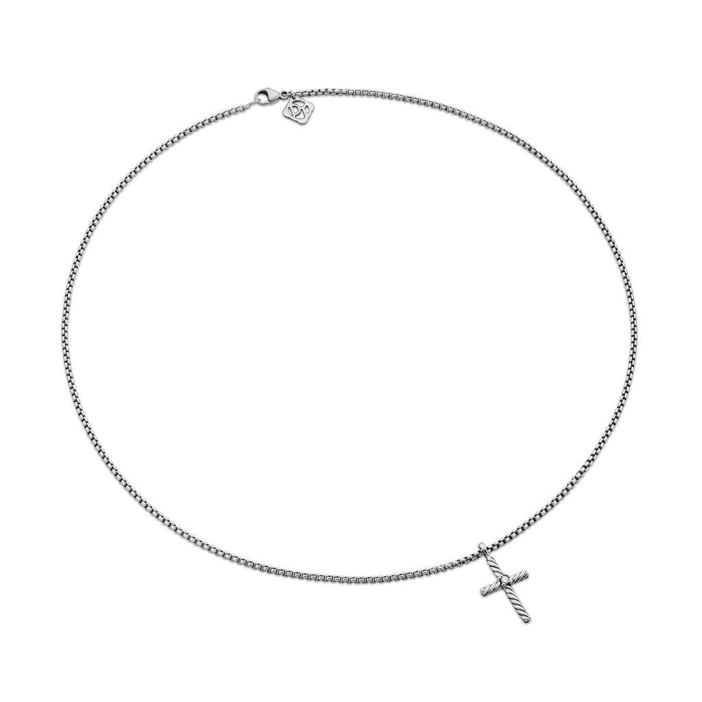David Yurman Sterling Silver Baby Box Cross Necklace