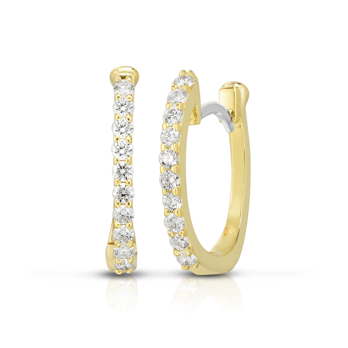 Roberto Coin Yellow Gold Baby Diamond Hoop Earrings