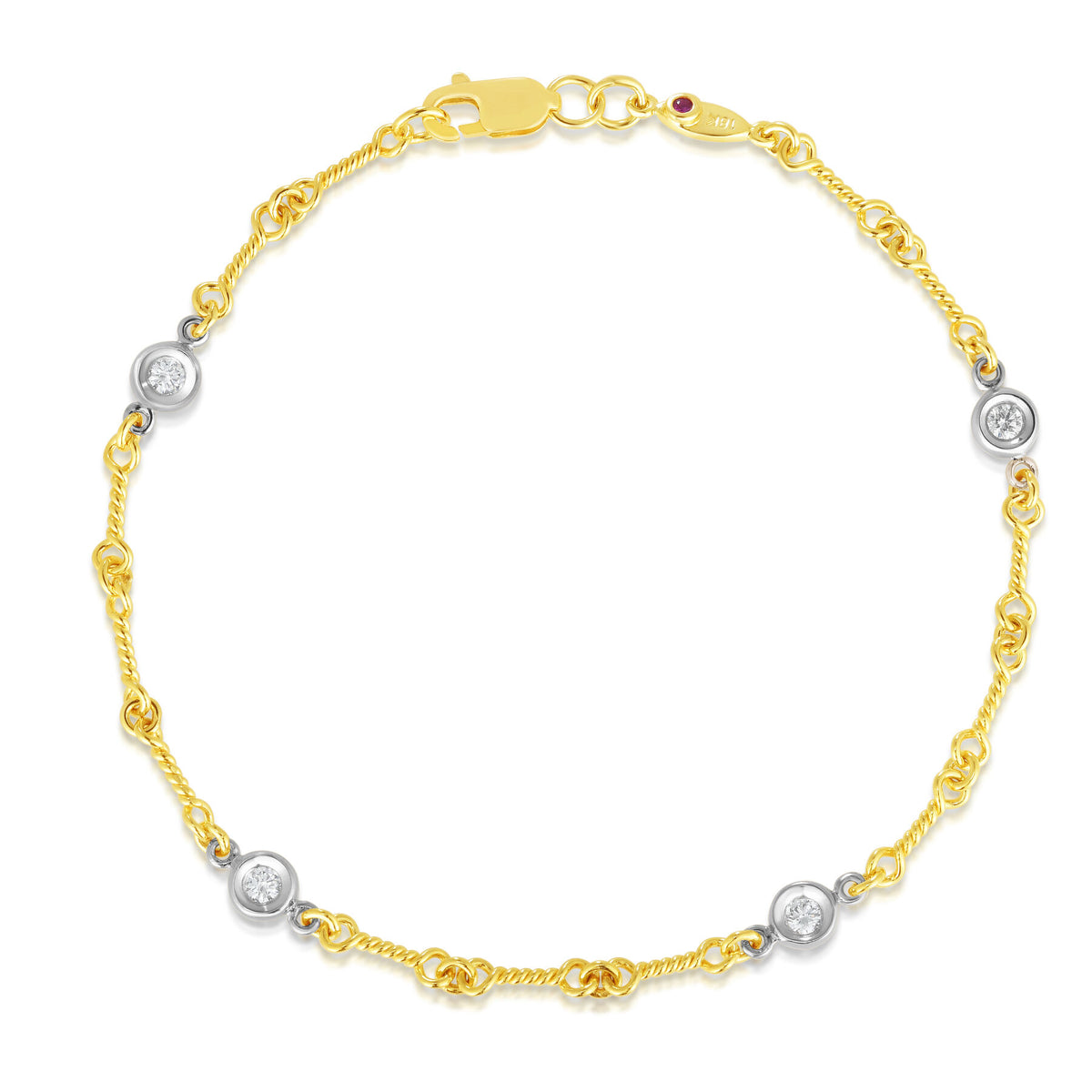 Roberto Coin yellow gold dog bone diamond bracelet