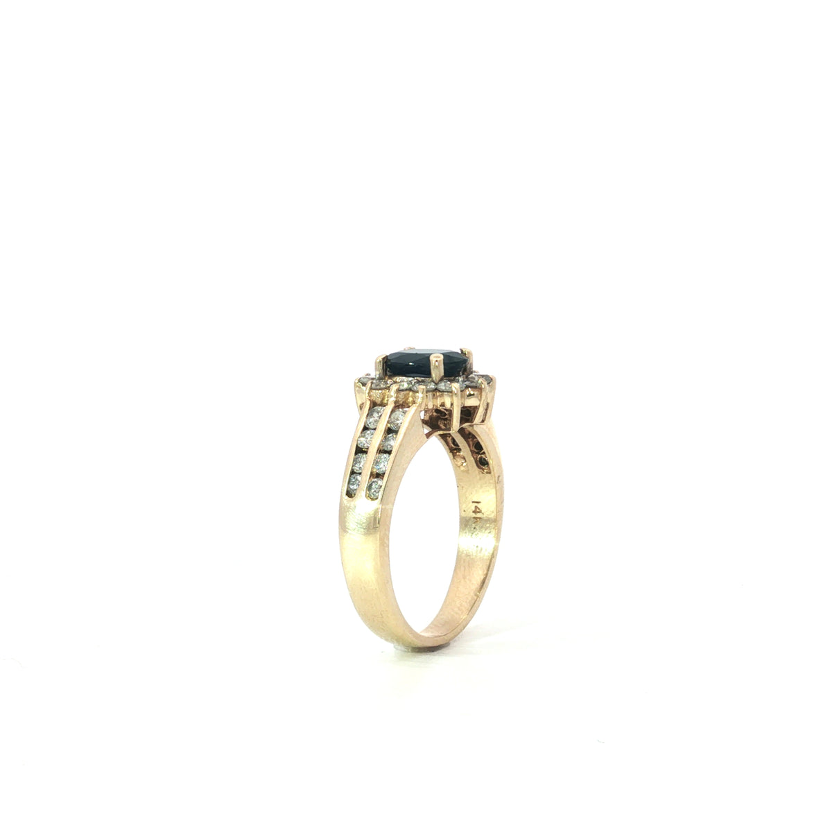 Estate Yellow Gold Sapphire Diamond Halo Ring