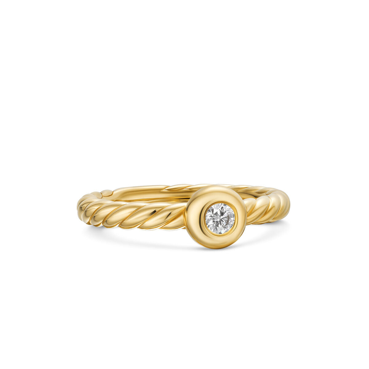 David Yurman Yellow Gold Cable Stone Diamond Ring