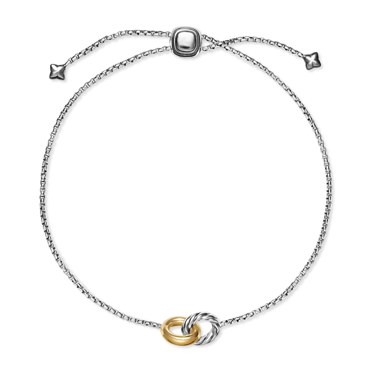 David Yurman Sterling Silver and Yellow Gold Petite Cable Linked Hoop Bracelet