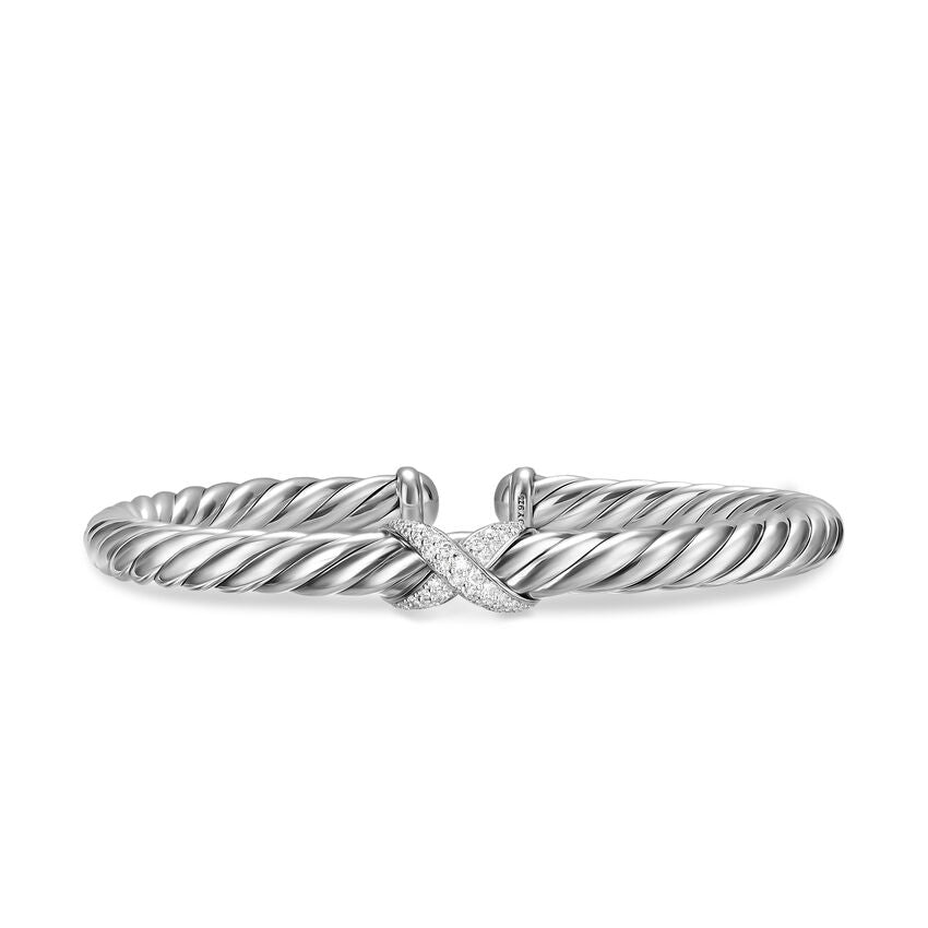 David Yurman Sterling Silver Cable Flex Diamond X Bracelet