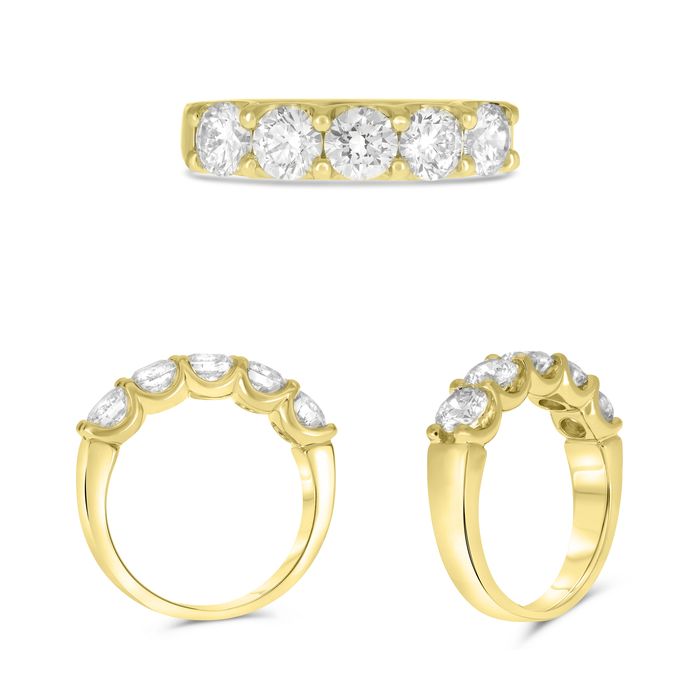 Yellow Gold 2.5 Carat Five Diamond Wedding Band