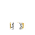 David Yurman Sterling Silver and Yellow Gold Mercer Double Hoop Huggie Earrings