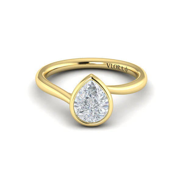 Vlora Yellow Gold Bezel Bypass Engagement Ring Mounting