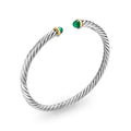David Yurman Sterling Silver and Yellow Gold Cable Flex Gold Green Onyx Bracelet