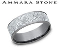 Ammara Stone White Gold and Gray Tantalum Faux Meteorite Center Wedding Band