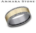 Ammara Stone Yellow Gold and Gray Tantalum Kaleidoscope Edge Satin Center Wedding Band