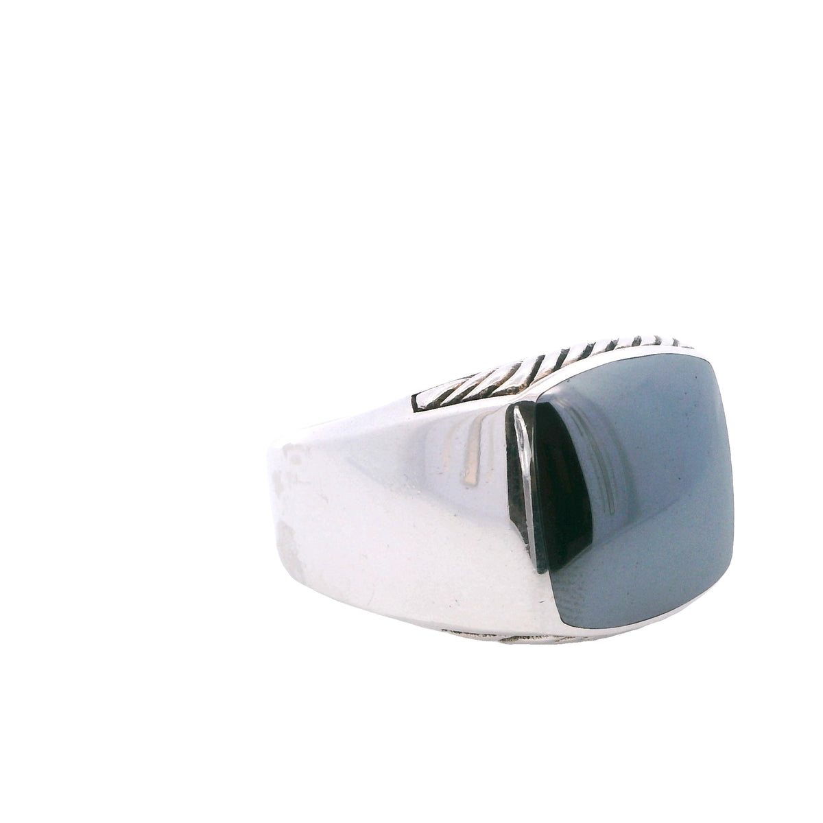 Estate David Yurman Sterling Silver Gray Gemstone Signet Ring