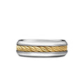 David Yurman Sterling Silver and Yellow Gold 8 mm Cable Classic Inlay Band Ring