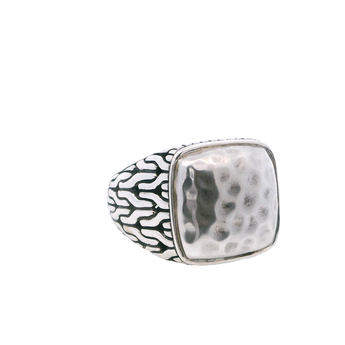 Estate John Hardy Sterling Silver Hammered Signet Ring