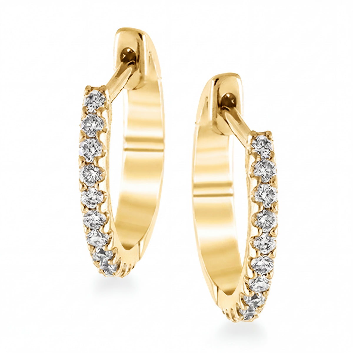 Simon G Yellow Gold Petite Diamond Hoop Earrings