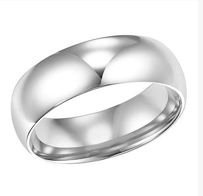 White Gold Low Dome Comfort Fit Wedding Band