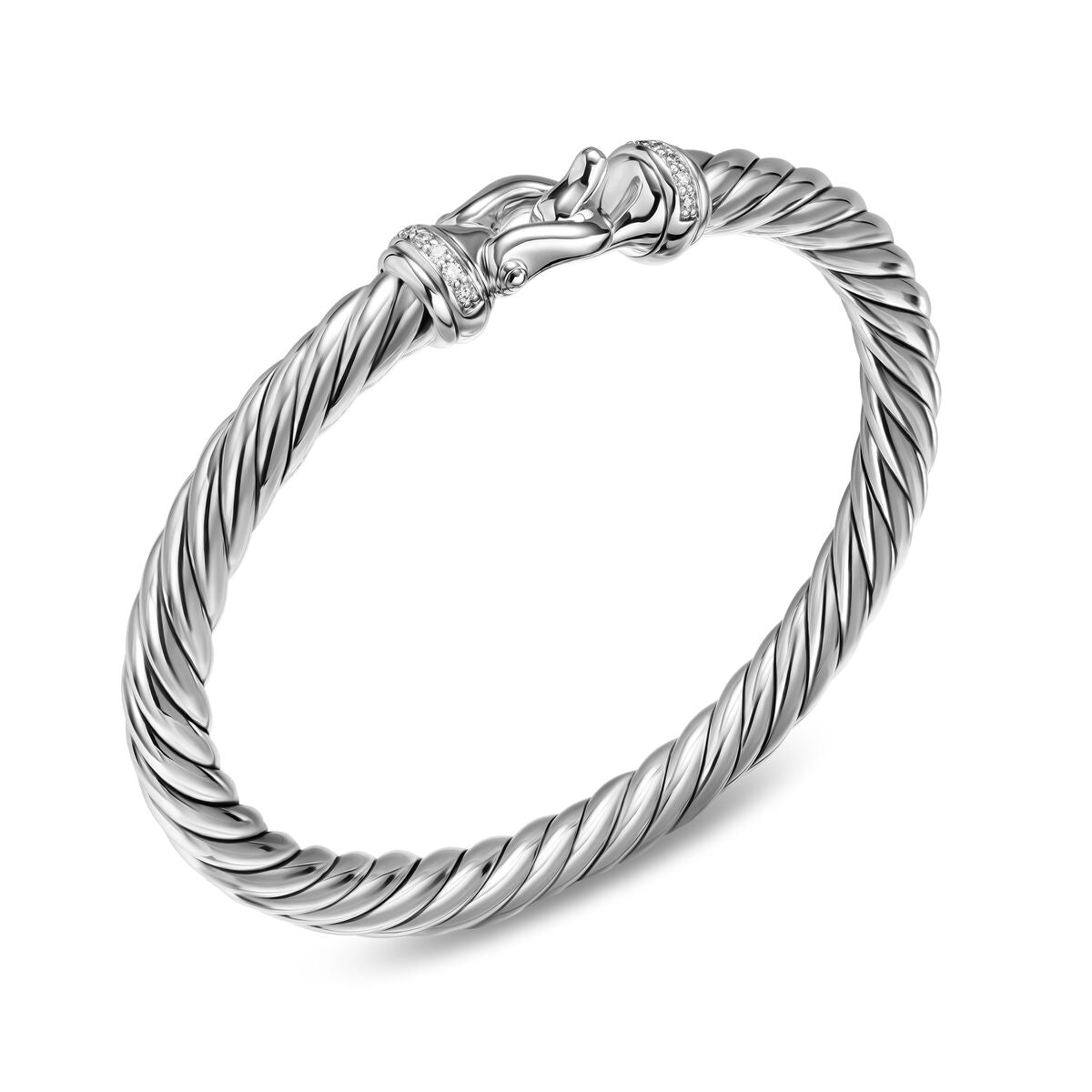 David Yurman Sterling Silve Cable Flex Buckle Diamond Bracelet