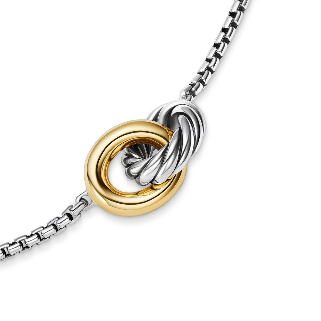 David Yurman Sterling Silver and Yellow Gold Cable Linked Necklace