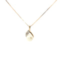 Estate Yellow Gold 6 mm Pearl Pendant Necklace