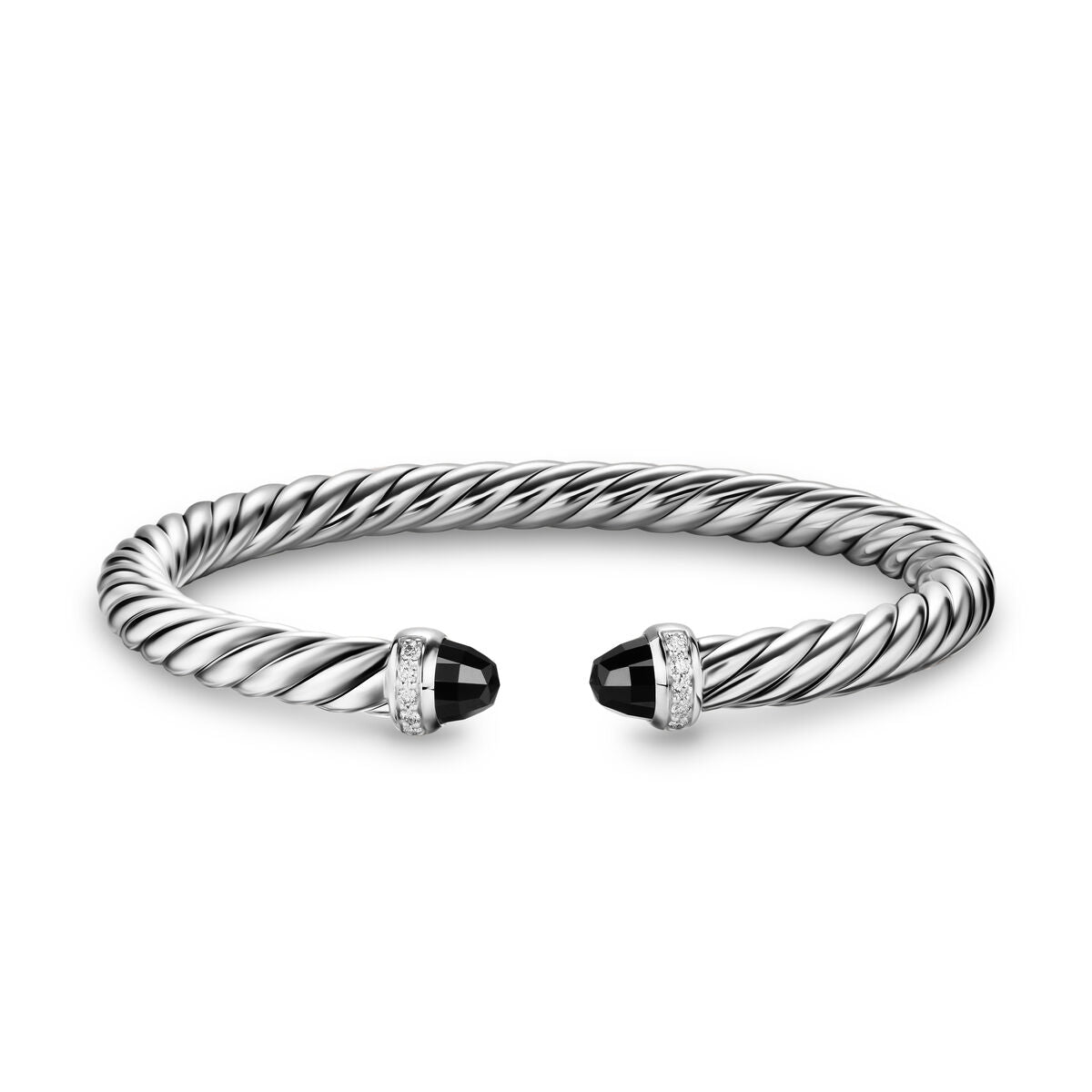 David Yurman Sterling Silver Cable Flex Black Onyx Bracelet with Diamonds