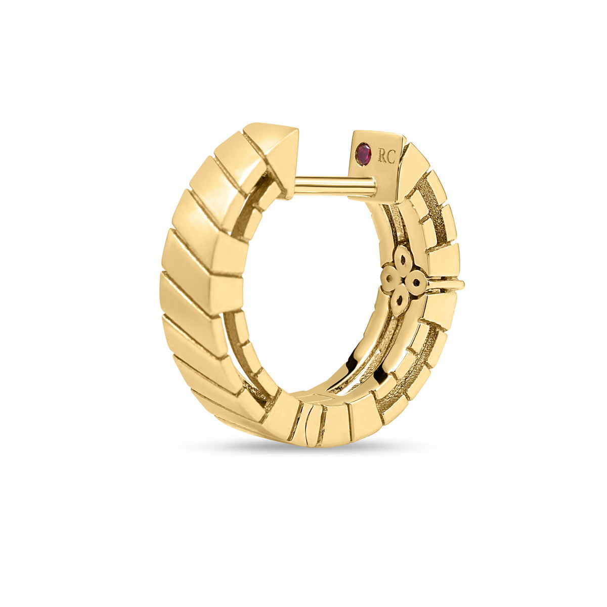 Roberto Coin Yellow Gold Love in Verona Diamond Hoop Earrings