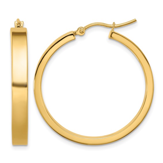 Yellow Gold Polished Tube Square Hoop Earrings