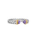 David Yurman Sterling Silver and Yellow Gold Petite Cable Amethyst Open Ring