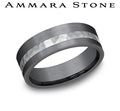 Ammara Stone White Gold and Grey Tantalum Hammered Wedding Band