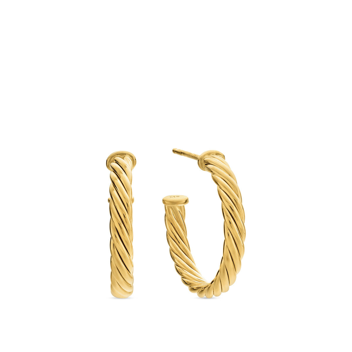 David Yurman Yellow Gold Cablespira Hoop Earrings