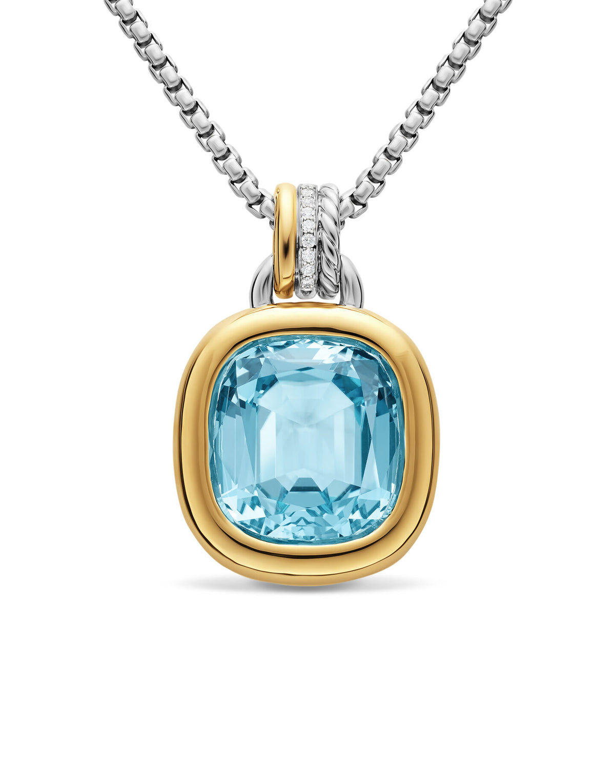 David Yurman Silver and Yellow Gold Mercer Blue Topaz Amulet Enhancer