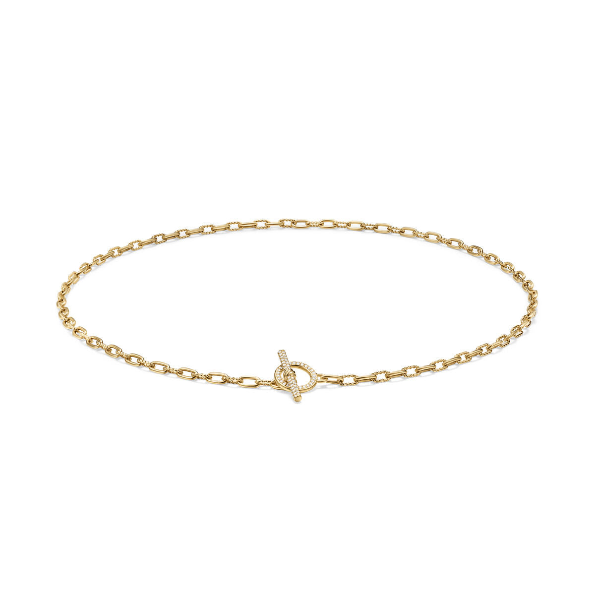 David Yurman Yellow Gold Madison Chain Necklace with Pave Toggle and Ring with Diamonds
