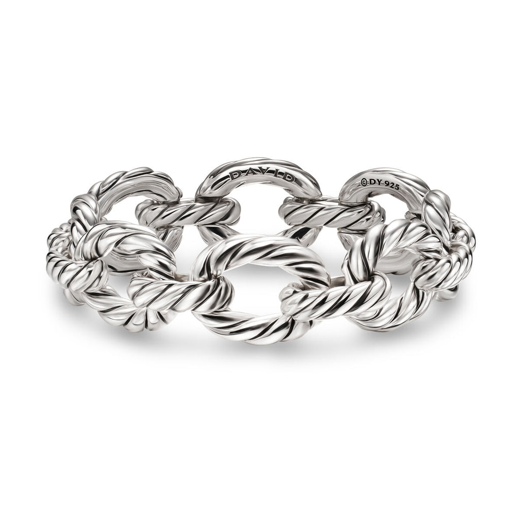 David Yurman Sterling Silver Sculpted Cable Oval Link Bracelet