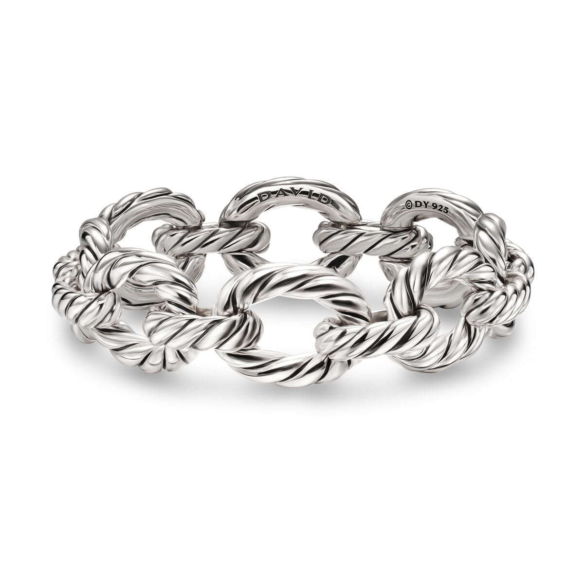 David Yurman Sterling Silver Sculpted Cable Oval Link Bracelet