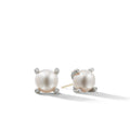 David Yurman Sterling Silver Cable Pearl Stud Earrings with Diamonds