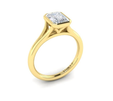 Vlora Yellow Gold Bezel Cathedral Split Shank Engagement Ring Mounting