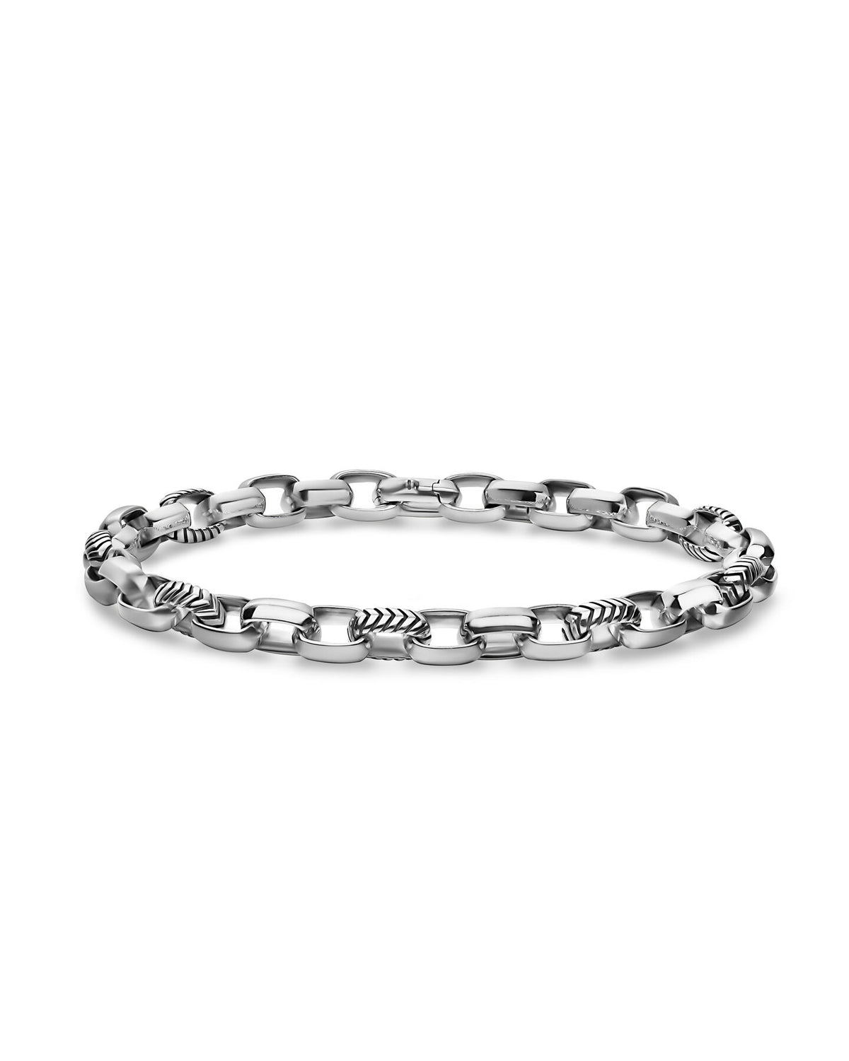 David Yurman Silver Chevron Oval Link Bracelet