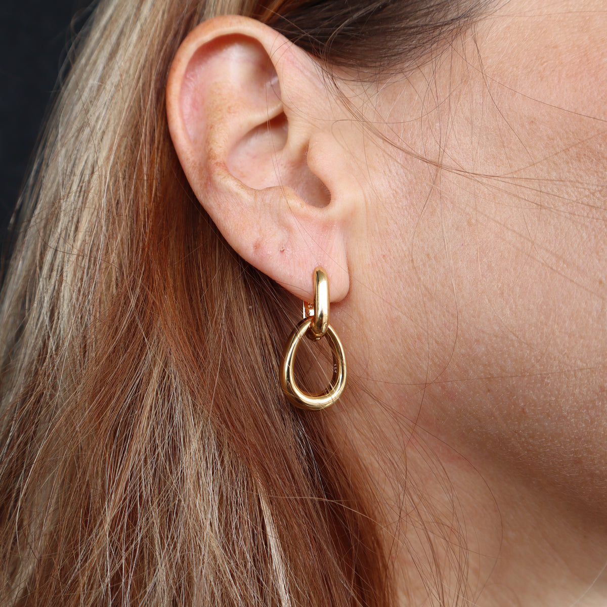 Yellow Gold Plated Sterling Silver Door Knocker Drop Earrings