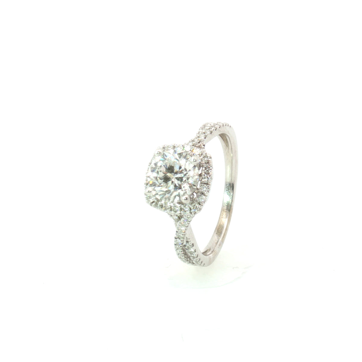 Estate Simon G White Gold Halo and Twist Diamond Engagement Ring