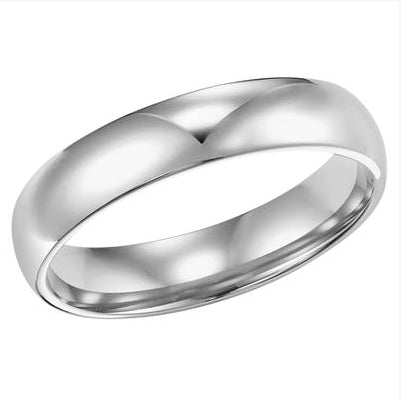 White Gold 4 mm Low Dome Comfort Fit Wedding Band