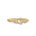 David Yurman Yellow Gold Petite Buckle Ring with Diamonds