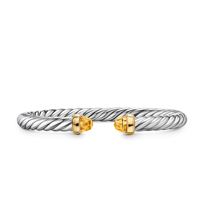 David Yurman Sterling Silver and Yellow Gold Cable Flex Citrine Bracelet